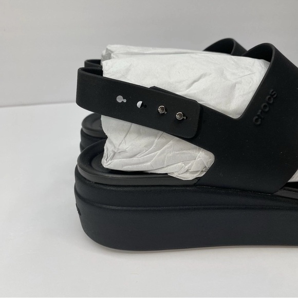 Crocs Sandals Women's 10 Black Brooklyn Low Wedge 206453-060 NEW $60 - Picture 6 of 6